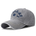 Casquette de baseball gris foncé délavé avec broderie Dallas bleue et coutures jaunes - Réglable / Gris