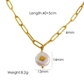 Collana con ciondolo a stella in perla barocca in acciaio inossidabile oro 14K, catena 4mm - Collana