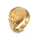 Anillo de sello César vintage en acabado dorado con detalles de laurel - Talla 11 / Dorado