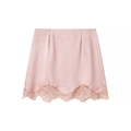 Mini-jupe en satin rose avec bordure en dentelle élégante et texture soyeuse - Rose