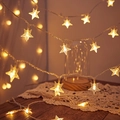 Warm yellow LED star string lights with hollow metal pentagrams for Christmas decor - 1.5m 10LED Battery / Little Star Light