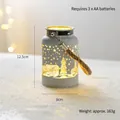 White Christmas lantern with star silhouettes and warm LED light decoration - White Cup with Rope