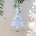 Adorno de árbol de Navidad flocado blanco con estrella y purpurina plateada, 14cm - Árbol de Navidad