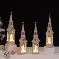 Lanterne di Natale bianche retrò a forma di chiesa con angelo e calda luce LED - Chiesa Bianca (Modello con Luce)