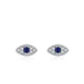Elegant S925 sterling silver evil eye stud earrings with blue zircon and clear stones - 925 Silver / Silver