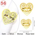 Golden heart napkin ring with LOVE cutout design and elegant hollow floral patterns - Golden Hollow Heart LOVE