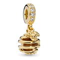 Golden honey bee and honeycomb charm with zircons and brown bead for DIY bracelets - Golden Honeycomb (4#)