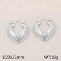 Boucles d'oreilles cœur vintage en argent avec cristaux blancs et taille 23x23mm - Style E Grand Coeur Strass (KE113816-KFC)