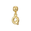 Close-up of a 3D bubble letter Q pendant in polished 18k gold plating for DIY jewelry - Letter Q