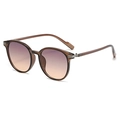 Vintage round tortoiseshell sunglasses with brown gradient lenses and silver accents - Transparent Tea Frame Light Gray Pink Lens