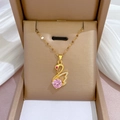 Collier cygne doré luxueux avec diamant rose et cristaux blancs dans son coffret bijou - Pendentif En Cuivre Et Chaîne En Acier Titane Poudre F225