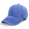 Close-up of blue washed denim baseball cap showing vintage texture and stitching detail - Sapphire Blue