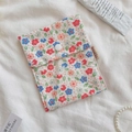 Pochette floreale in cotone con fiori rossi e blu e chiusura con bottone a pressione - Rosa Blu Floreale