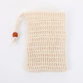 Natural sisal foaming soap bag with drawstring closure and decorative wooden bead - Light Coffee Bead/5pcs Set/OPP Bag