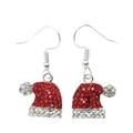 Detail of Christmas hat earrings with sparkling rhinestones and festive red enamel - Shiny Rhinestone Christmas Hat