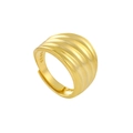 Anillo ajustable de plata esterlina S925 con acabado dorado y textura ondulada - Abierto Ajustable / Oro de 18K