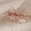 Rose gold bridal hair clip with sunflowers, pearls and crystals for wedding hairstyles - 2# Rose Gold Hair Clip