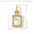 Dimensioni dettagliate del ciondolo a forma di boccetta di profumo dorata con strass - YE418-2 (Oro Bottiglia di Profumo Conchiglia Bianca)
