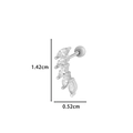 Silver curved cartilage stud featuring five marquise-cut zircons and screw back ball - 5# Silver - Marquise Curved Leaf