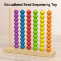 Educational wooden bead abacus toy for children featuring six rows of colorful wooden beads - Medium Stacking Bead Matching 0.4kg
