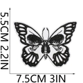 Detailed view of black and white butterfly embroidery patch with dimensions 7.5cm x 5.5cm - No.9 Black White Butterfly