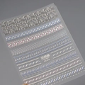 3D relief nail sticker FS-073 featuring pink and white woven texture with golden accents - Multi-color Geometric Gold Lines & Wave Pattern (FS-073)