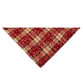 Detail of festive red and green plaid pet bandana with white snowflake print patterns - S / Wine Red Plaid Snowflake