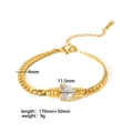 Golden snake chain bracelet with heart-shaped clear zircon and sizing dimensions - White (TB5046-WT)
