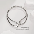 Minimalist silver irregular crossover open bangle with polished metallic finish - Minimalist Silver Choker (XL936) / Silver
