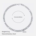 500mm silver stainless steel Cuban chain necklace with a 10mm width for women - 10mm-50cm / Silver