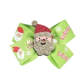 Barrette nœud de Noël vert avec Père Noël pailleté et motifs festifs de flocons de neige - Vert (5#)