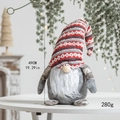 Detailed size view of a 49cm 280g Christmas Rudolph gnome doll with knitted hat - KS Rudolf B (Grey Body Red Pattern Hat)
