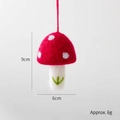 Miniature red wool felt mushroom Christmas ornament with green embroidery details - Red Large Round Mushroom