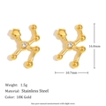 18K gold-plated stainless steel zodiac earrings with cubic zirconia, weight 1.5g - Taurus