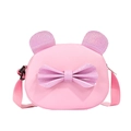 Pink glitter cat ear crossbody bag for kids with sparkling bow and adjustable strap - Pink