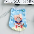 Detailed view of light blue mesh puppy vest with cartoon bear and nautical patterns - Light Blue