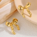 Elegant 18k gold plated titanium bow earrings with a polished metallic finish - Bowknot Stud Earrings