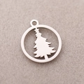 Pendentif rond en acier inoxydable avec motif sapin de Noël évidé pour bijoux DIY - DY830-1 Couleur Acier Sapin de Noël Ajouré