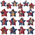 Detailed grid showing 16 vintage star-shaped wooden ornaments for American Independence Day - Vintage Star - Standard Set