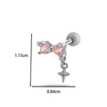 Silver butterfly earring with pink heart stones and star pendant, 1.15cm by 0.84cm - 10# Bowknot Star (Silver)