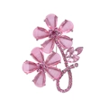 Pink rhinestone rose brooch with translucent petals and silver-tone alloy floral details - XD822089-2 Pink Crystal Flower