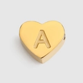 Gold-plated titanium steel heart shaped bead with engraved letter A for DIY jewelry making - Letter A / Gold