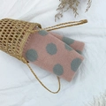 Kids warm knitted neck warmer in pink with grey polka dot pattern for winter - Dot Pink