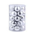 34-piece silver Christmas ball set with matte, glitter, and glossy finishes in a tube - Silver