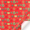 Red Christmas wrapping paper featuring vintage gift box patterns and white reverse side - Style 4 / 50x70cm