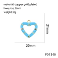 Close-up of heart-shaped gold-plated pendant with blue enamel and colorful cubic zirconia - Blue (P07340)
