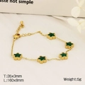18K gold plated titanium bracelet featuring green star zircons and beaded edge details - Star Zircon Emerald Green Style(KB182711-HM)