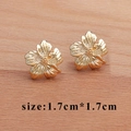 18k gold plated flower stud earring, 1.7cm size, floral leaf DIY jewelry making part - Golden 3D Flower Style (M60004)
