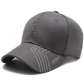 Dark grey sport baseball cap with 3D embroidery and twill texture on white background - Light Gray