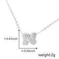 Silver letter N necklace with clear cubic zirconia pavé pendant and size measurements - Silver Letter-N